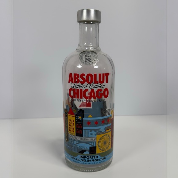 Absolut Other - Absolut Chicago Limited Edition Bottle 750ml Clear Empty Bottle Art Man Cave